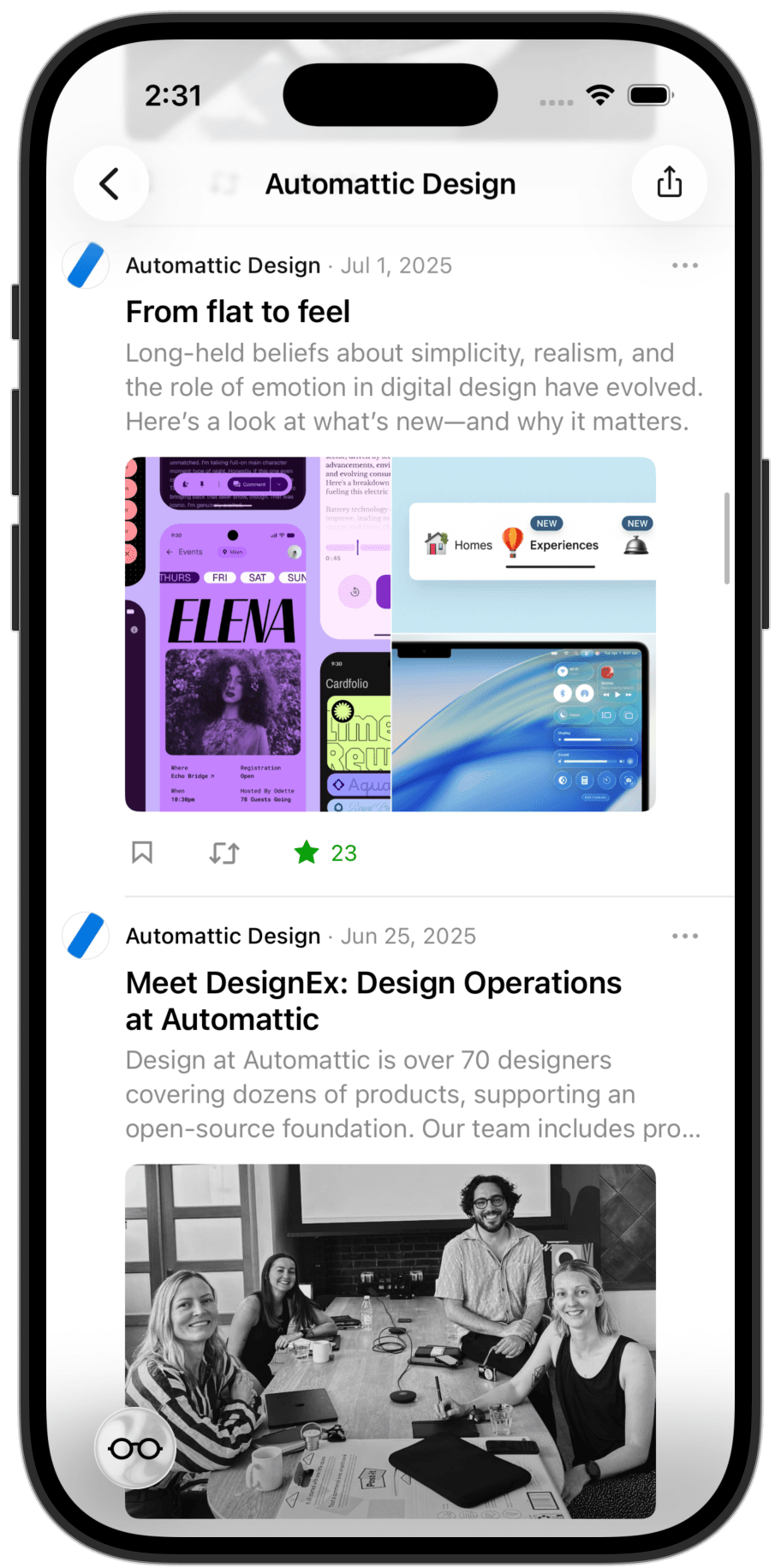 Reader in the Jetpack mobile app.