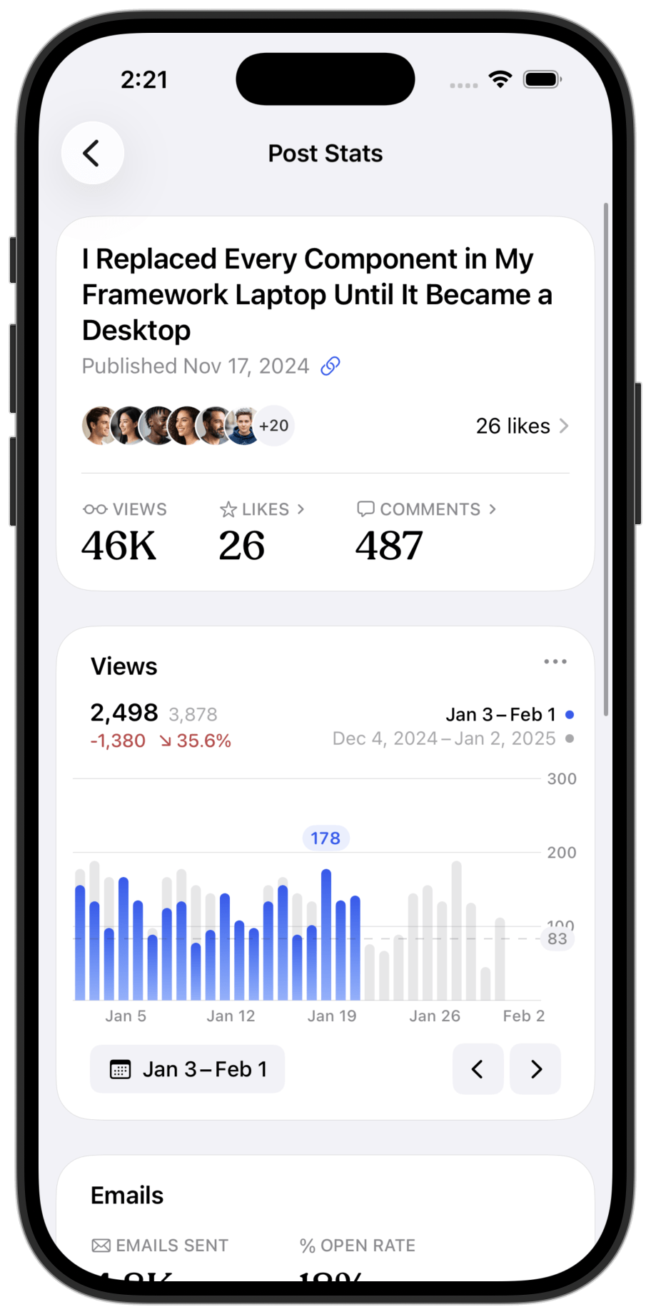 Image of new feature in Jetpack Stats.