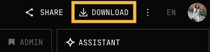 Screenshot showing the Telex block download button.