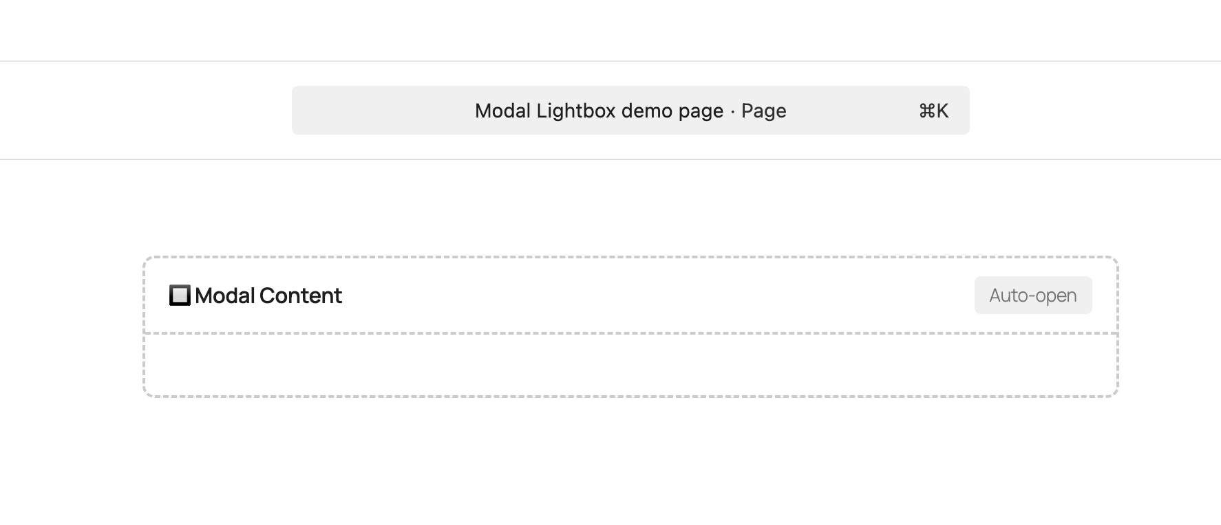 Modal Popup Block generated by Telex