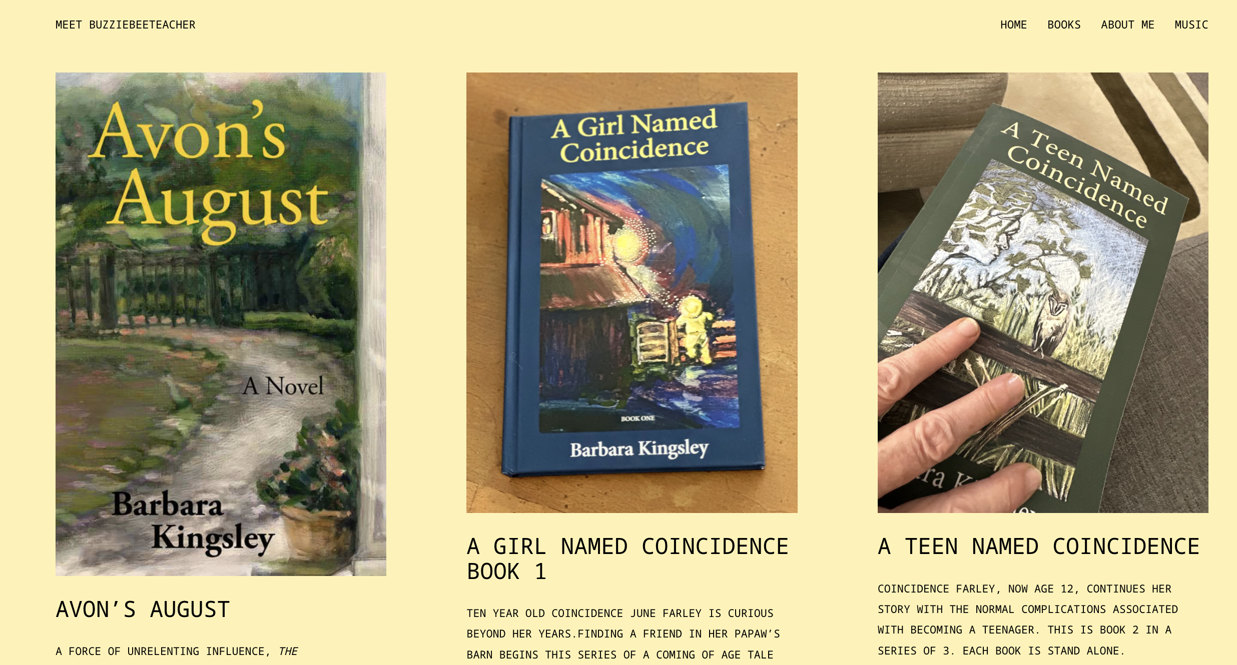 Screenshot of book recommendations from Barbara's site